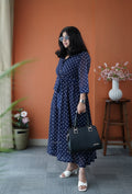 JunaLuv Dark Blue Georgette Flared Shirt Dress