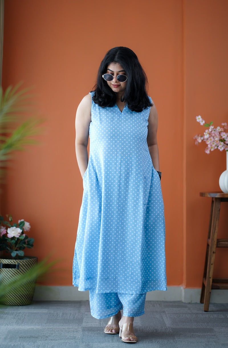 taara ice blue georgette co-ord set