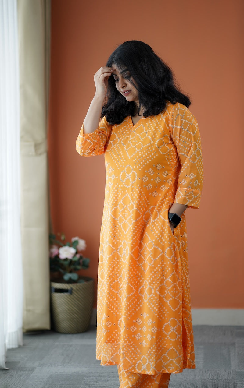 taara yellow georgette co-ord set