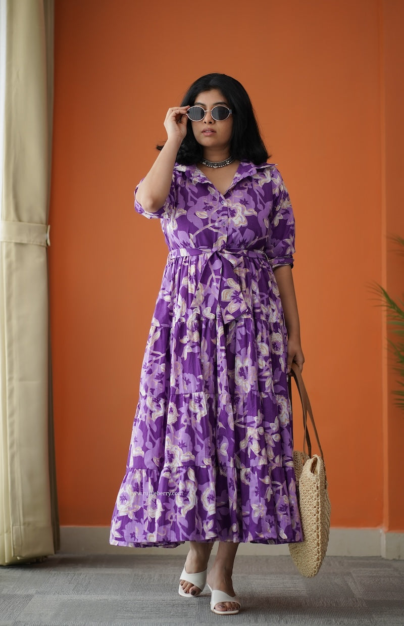 Hazelshine Violet Cotton Shirt Tier Dress – Ruffleberry