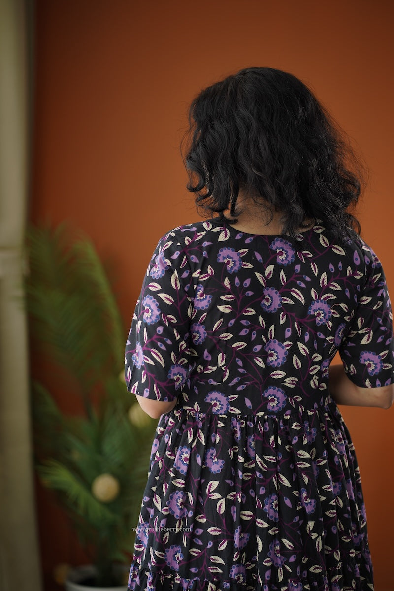 lela black purple tier dress