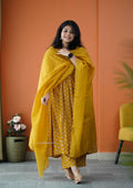 Nyra Mustard Yellow 3-Piece Cotton Co-ord Set