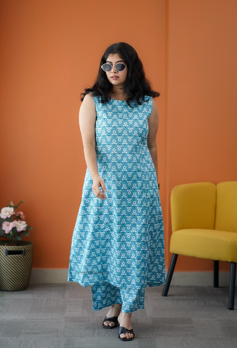 barsa blue daisy cotton co-ord set