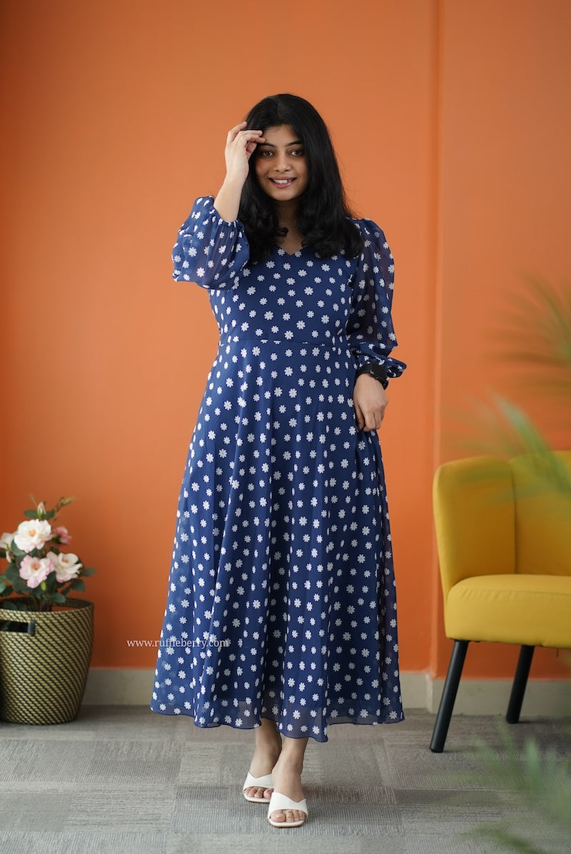 forget me not ocean georgette dress