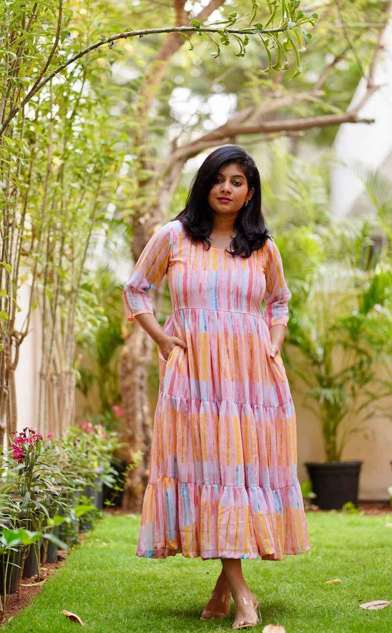 candy georgette tier dress