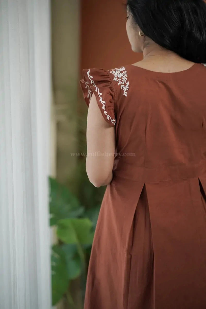 sara cotton embroidered wrap dress