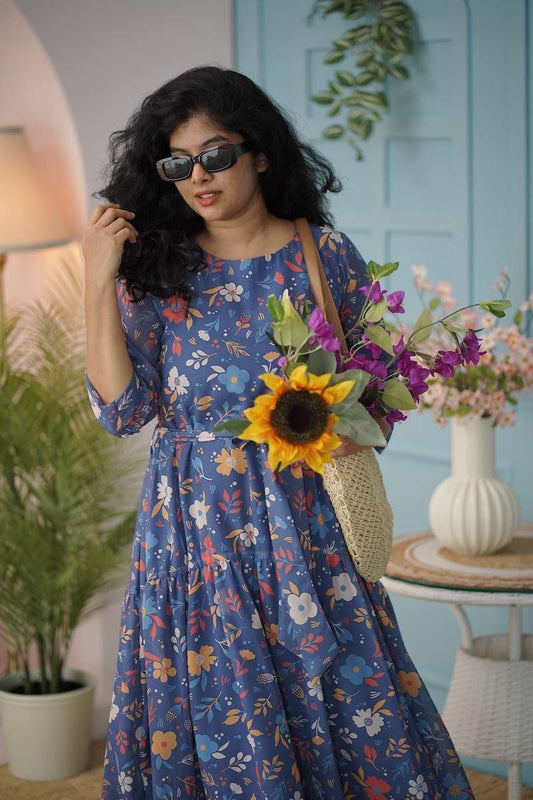 Maira Blue Floral Georgette Dress