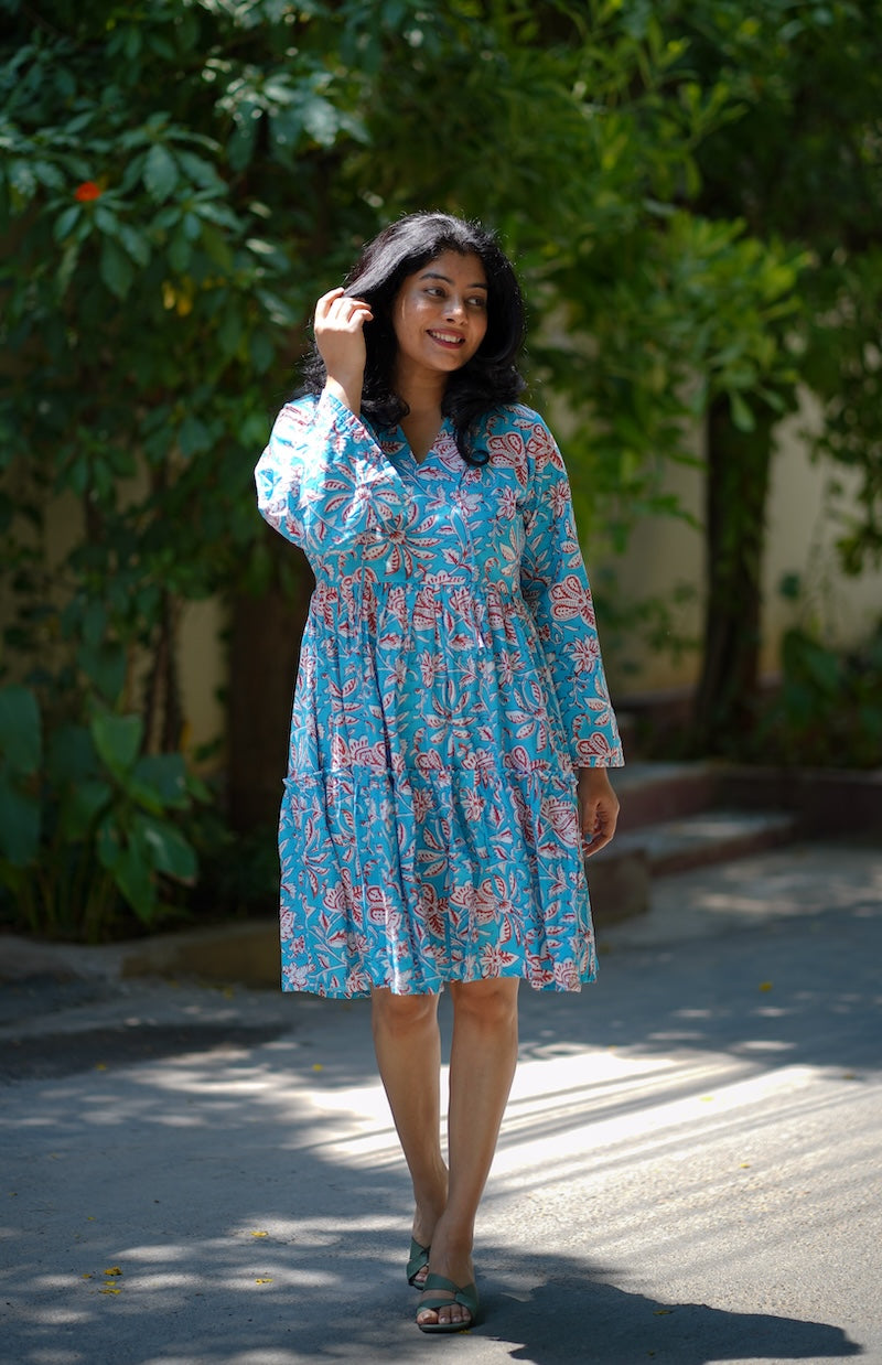 Emily Turquoise Cotton Dress