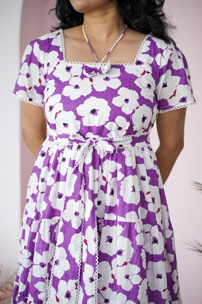Maroba Violet WhiteFloral Cotton Dress