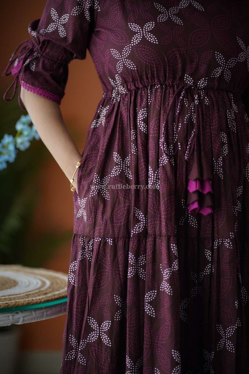 Augusta Wine Cotton Tier Dress