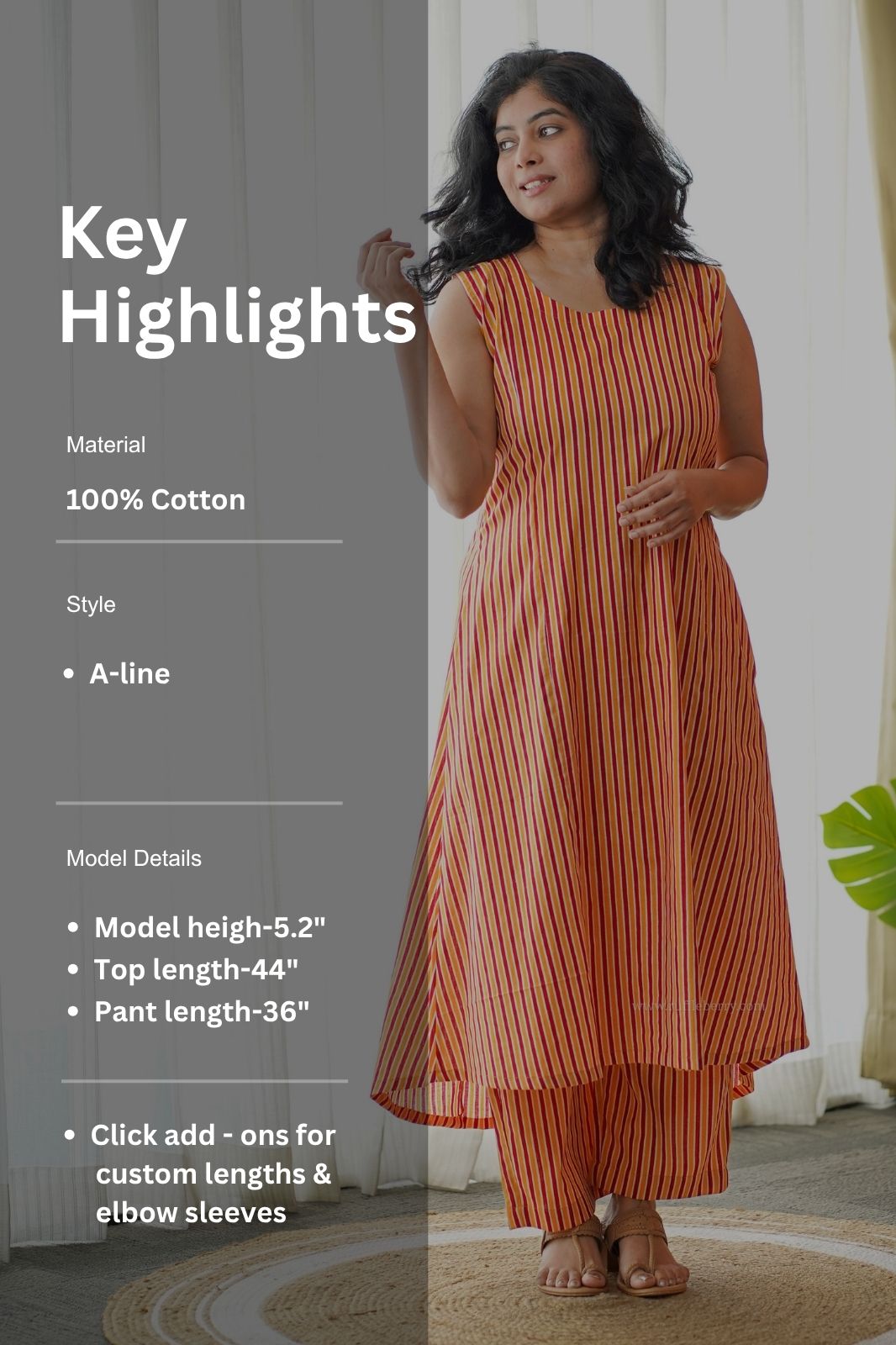 ammayi orange stripes co-ord set