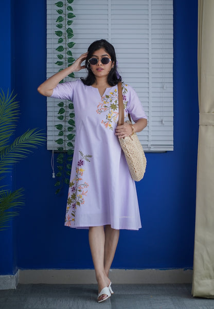 Ruth Embroidered Cotton A-line Dress