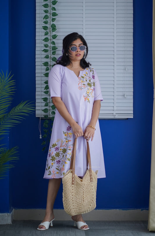 Ruth Embroidered Cotton A-line Dress