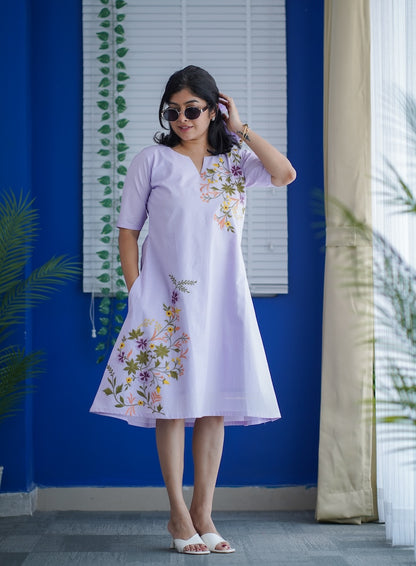 Ruth Embroidered Cotton A-line Dress