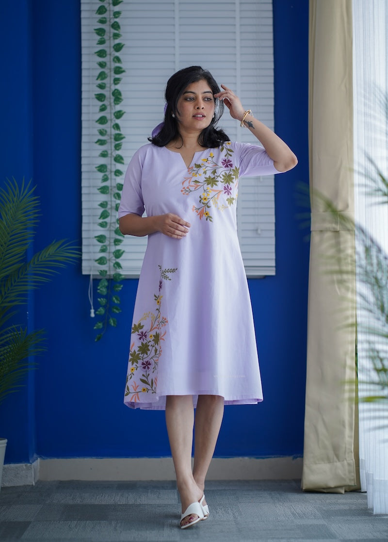a line cotton women's dresses Ruth Embroidered Cotton A-line Dress – Ruffleberry
