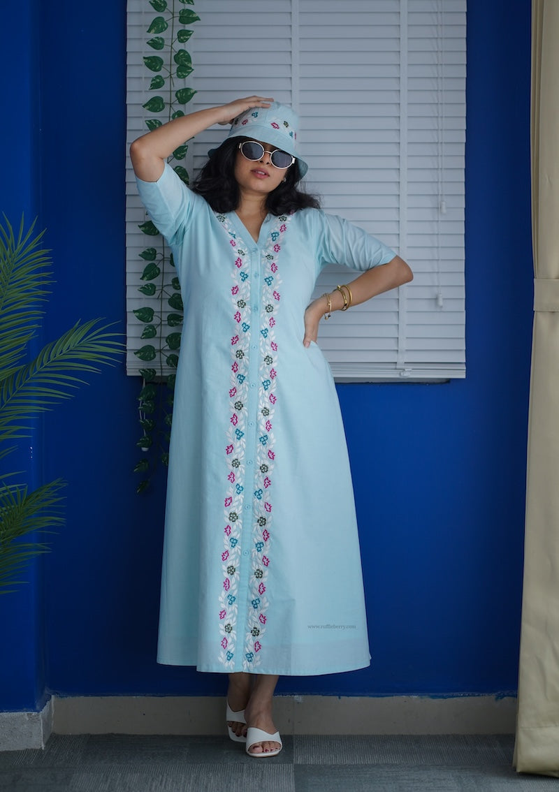 Susie Embroidered Cotton A-line Dress Ruffleberry Susie Embroidered Cotton A-line Dress Ruffleberry