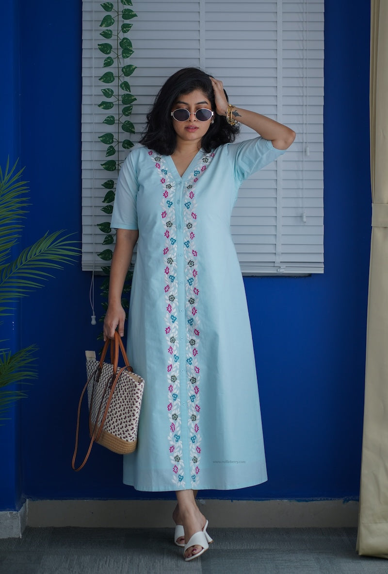 susie embroidered cotton a-line dress