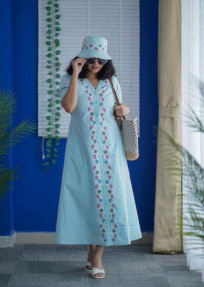 Susie Embroidered Cotton A-line Dress