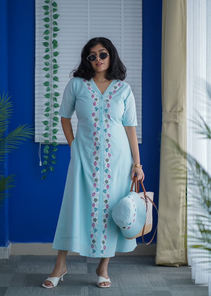 susie embroidered cotton a-line dress