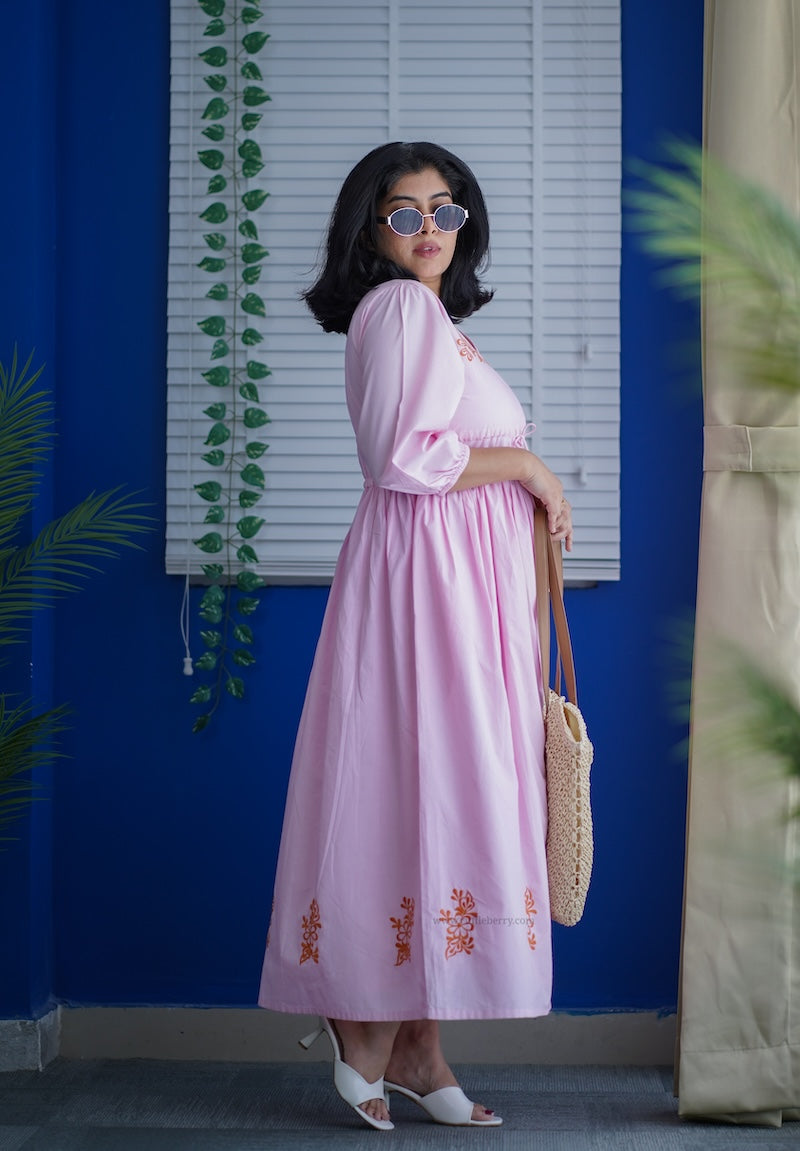 betty embroidered cotton a-line dress