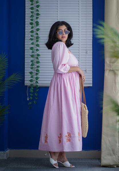 Betty Embroidered Cotton A-line Dress