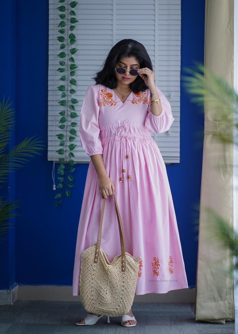 betty embroidered cotton a-line dress