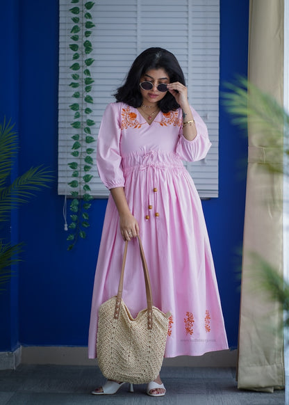 Betty Embroidered Cotton A-line Dress