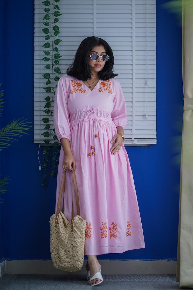 betty embroidered cotton a-line dress