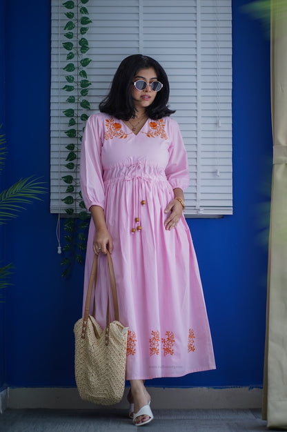 Betty Embroidered Cotton A-line Dress