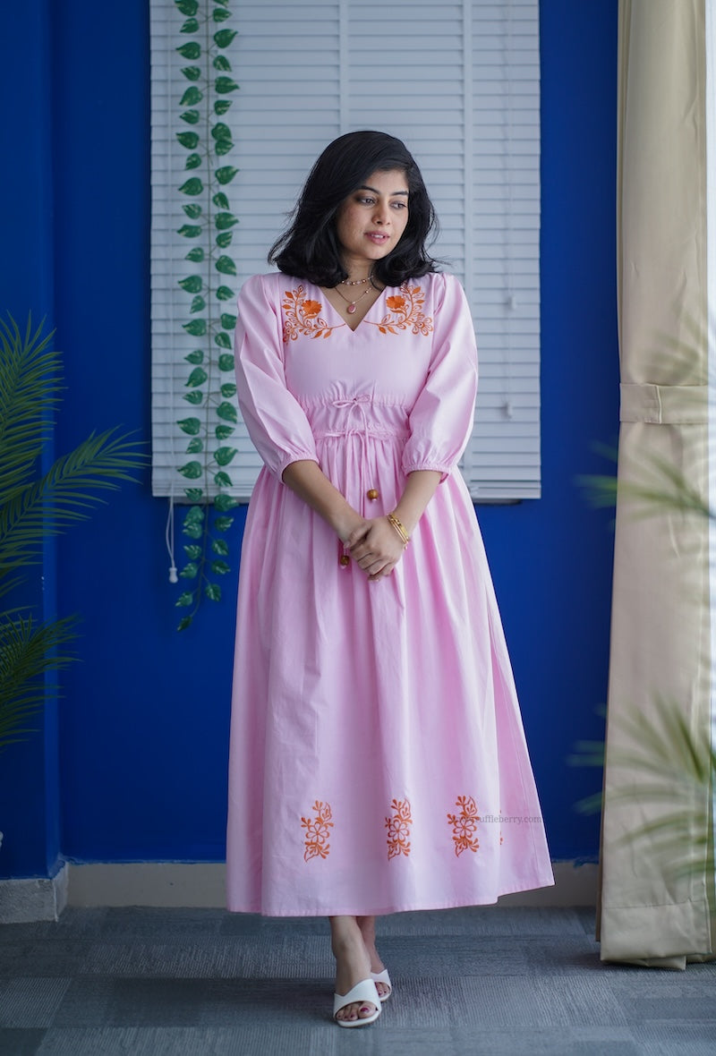 betty embroidered cotton a-line dress