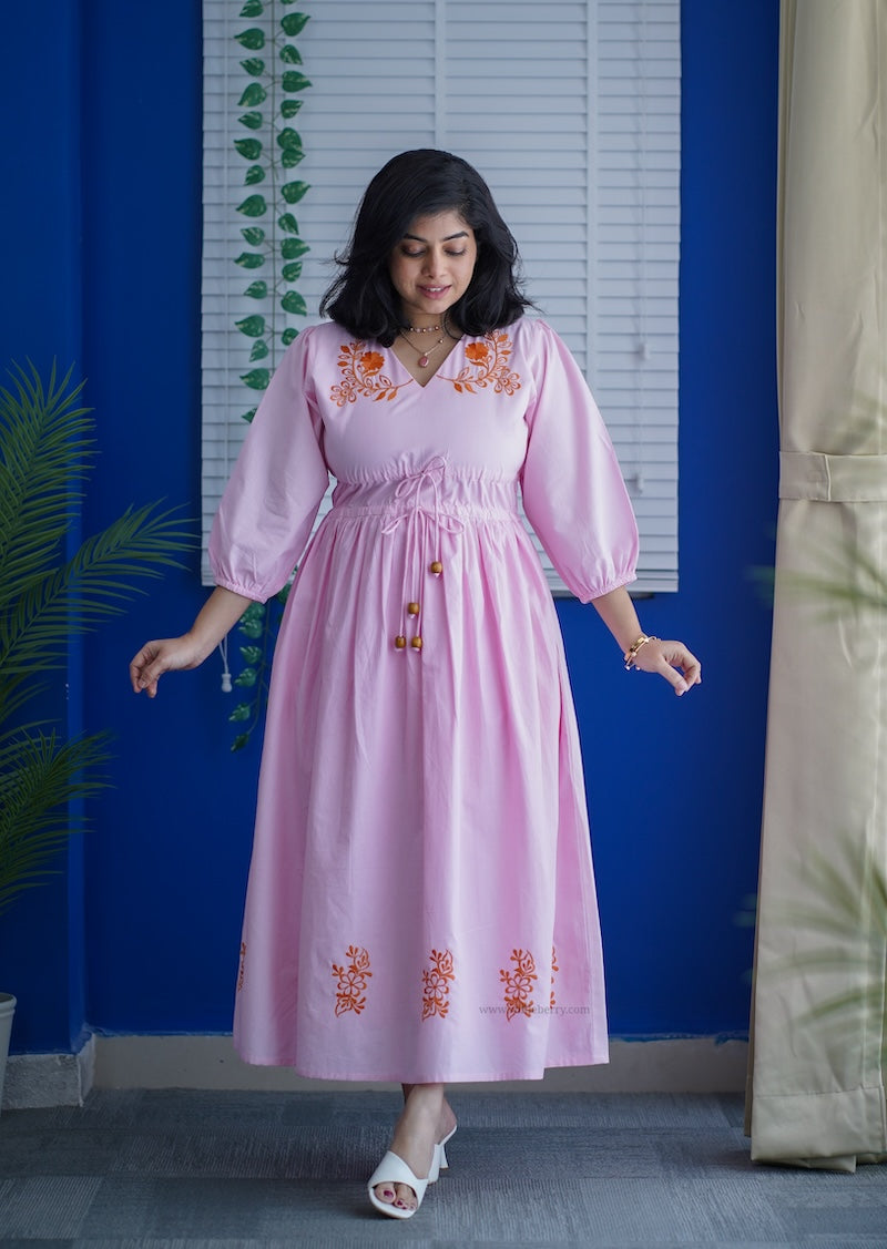 betty embroidered cotton a-line dress