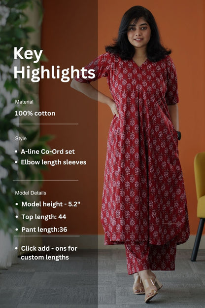 June Red Cotton Co-ord Set