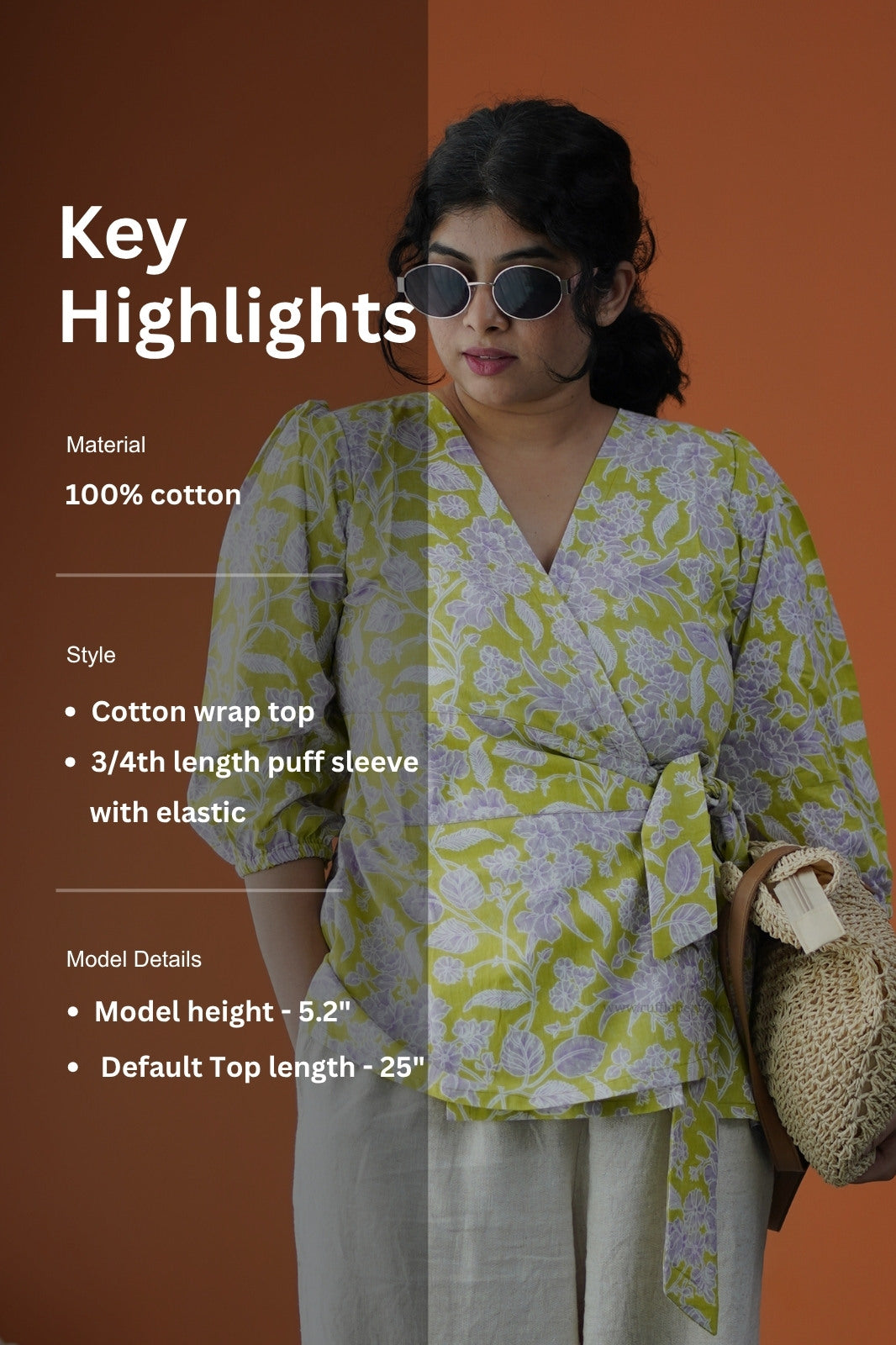 green cotton wrap top