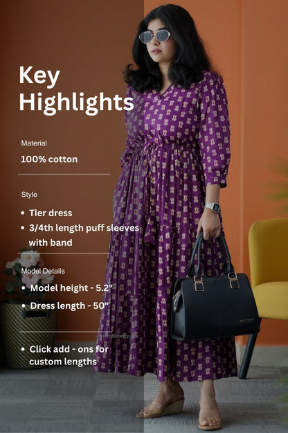 Saavan Magenta Cotton Tier Dress