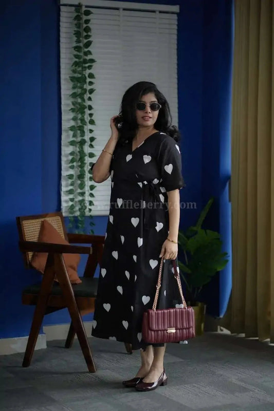 Augusta Black&White Cotton Wrap Dress