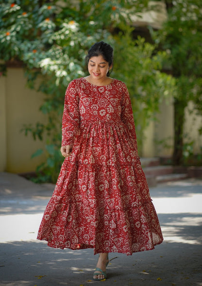 Nadira RustMaroon Cotton Dress