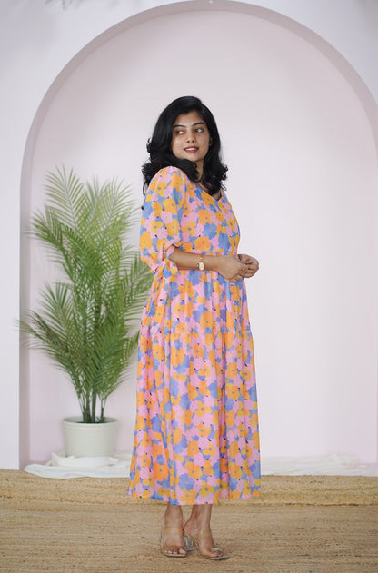 Arina Pastel PinkBlues Georgette dress