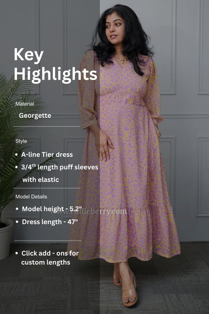 Julia Lavender Georgette A-line Dress