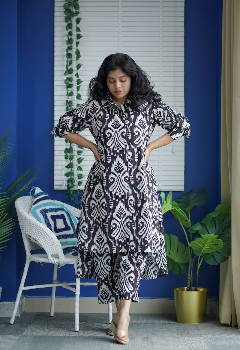 jaan black & white cotton co-ord set