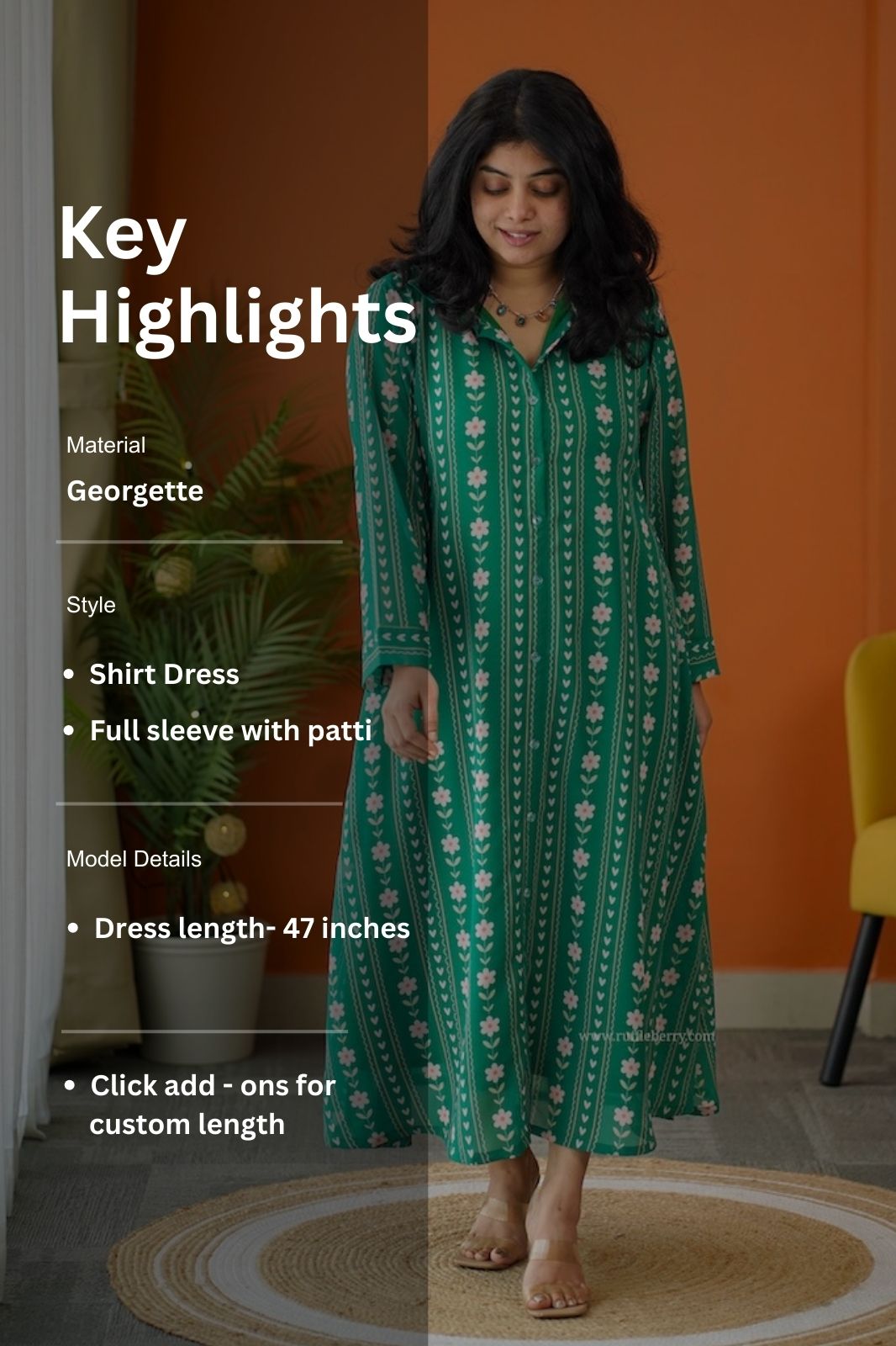 elsa green maxi shirt georgette dress