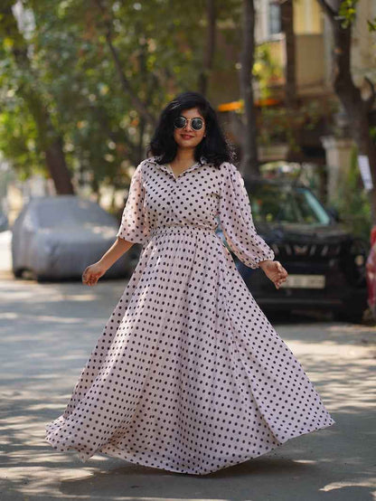 Cream Georgette Skirt Dress