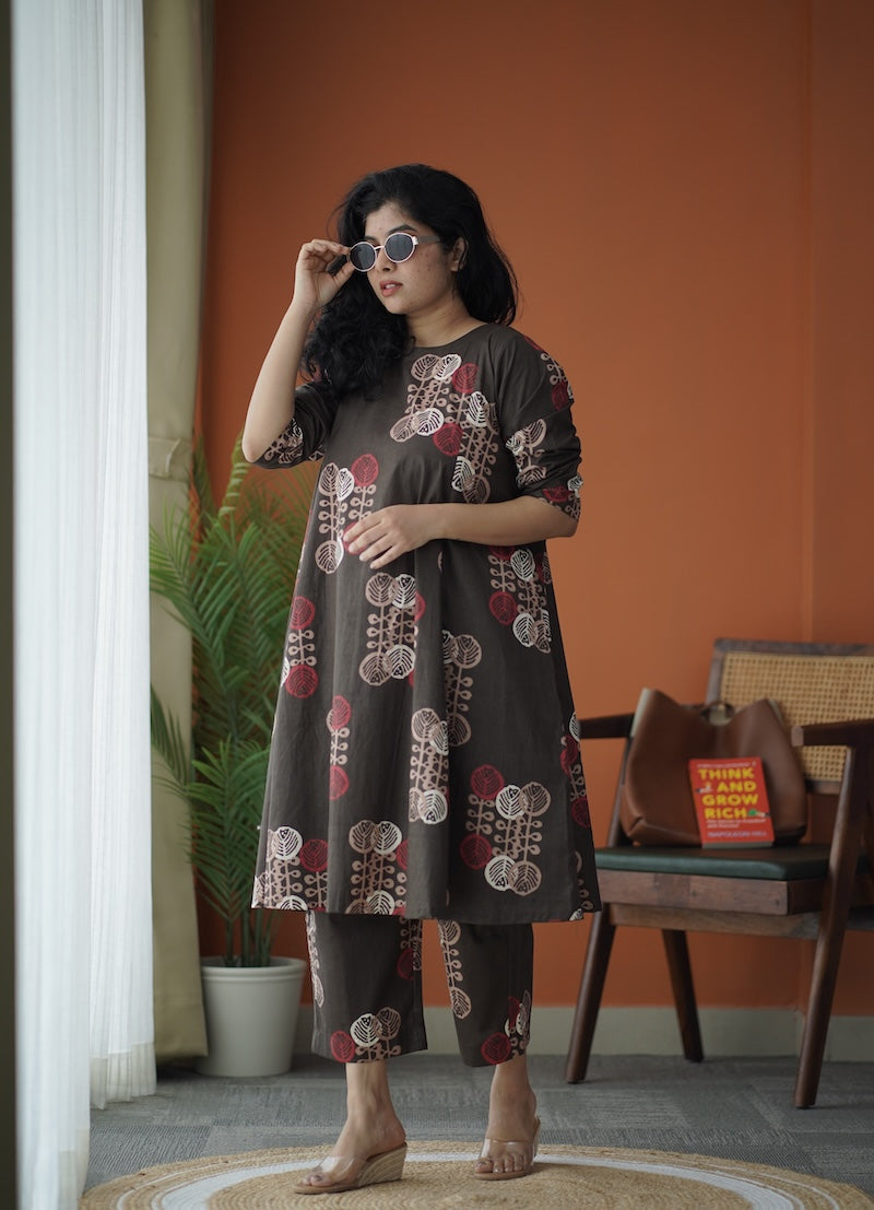 jaan darkbrown aline cotton co-ord set