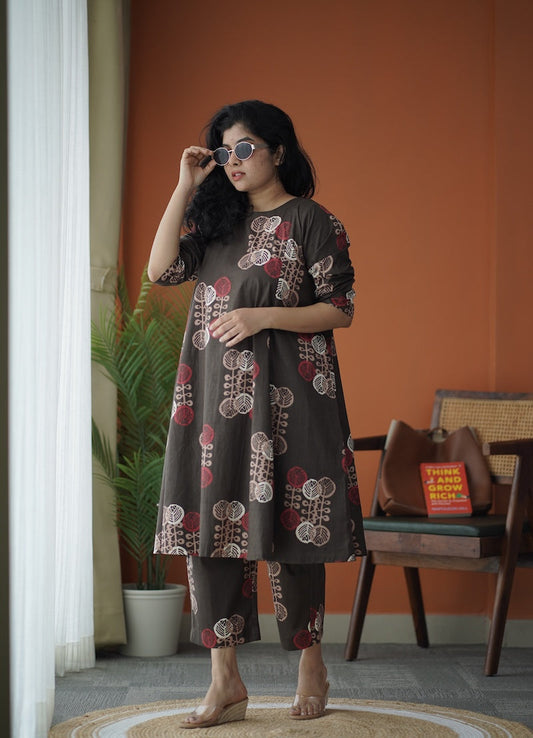 Jaan DarkBrown Aline Cotton Co-ord Set