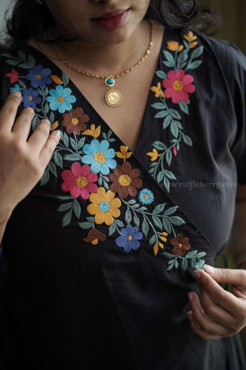 Jessie Cotton Embroidered Wrap Dress