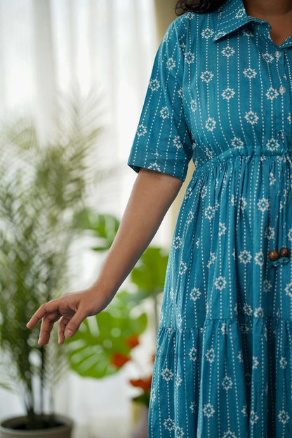 Augusta Blue Cotton Shirt Dress