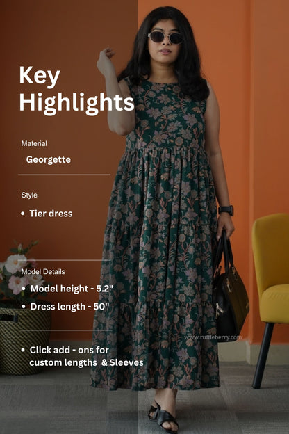 Forget Me Not Forest Georgette Dress