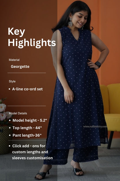 Varang Blue Georgette Co-Ord Set