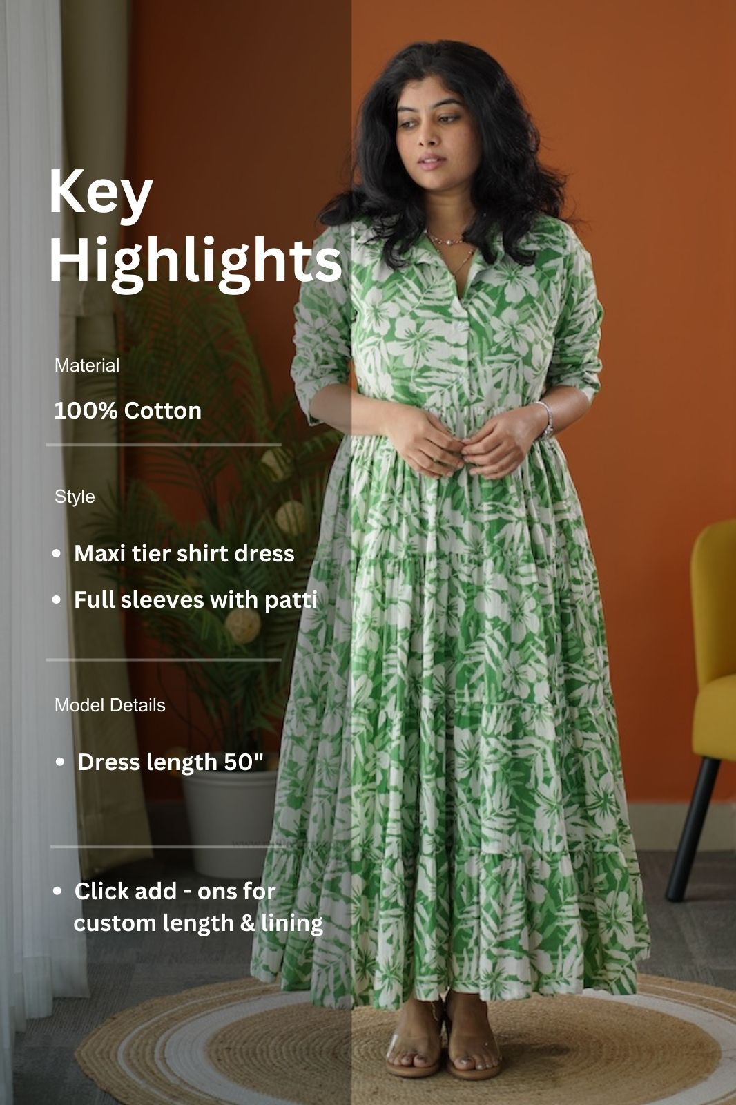 lela fresh green button cotton tier dress