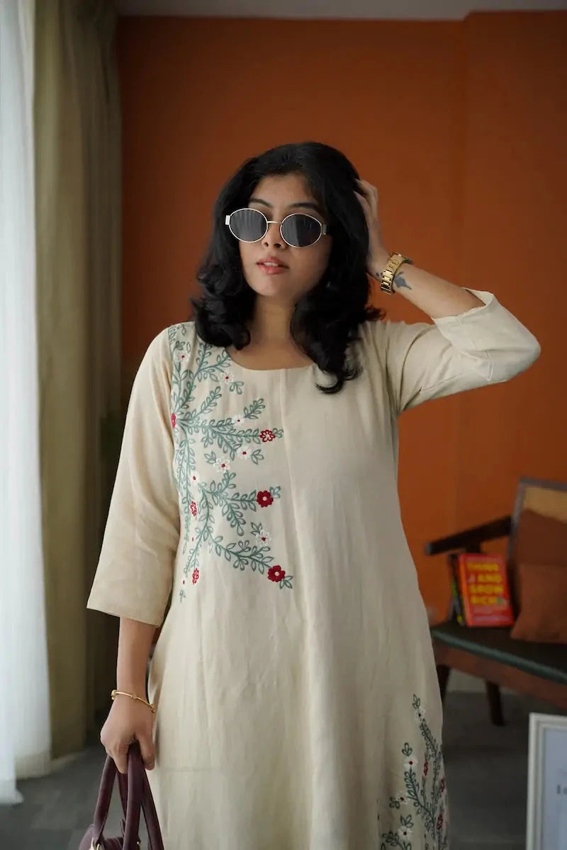 dua embroidered cotton co-ord set