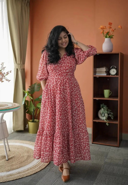 Niva Scarlet Red Georgette Dress